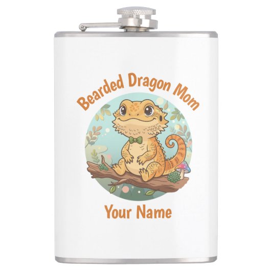 Custom Bearded Dragon Mom Flask Flachmann (Vorderseite)