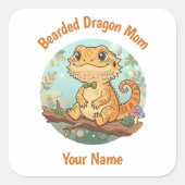 Custom Bearded Dragon Mom Square Stickers (Vorderseite)