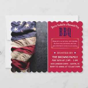 Custom Beautic Rustic Memorial Day GRILLEN Foto Einladung