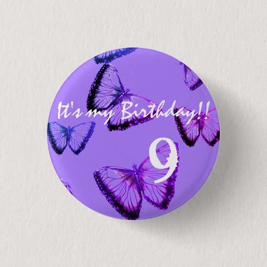 Custom Beautiful Butterfly Es ist mein Geburtstag Button (Vorderseite)