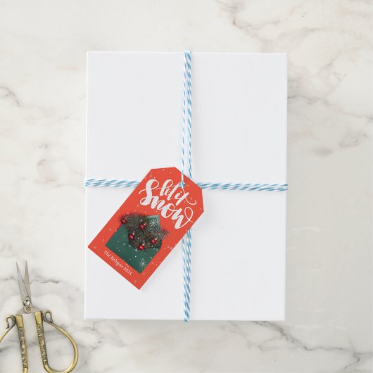 Custom Beautiful Farben frohe Weihnachten Geschenkanhänger (Mit Garn)