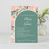 Custom Beautiful Floral Dunkel Burgundy Pink & Gre Einladung (Stehend Vorderseite)