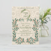 Custom Beautiful Floral Dunkel Burgundy Pink & Gre Einladung (Stehend Vorderseite)