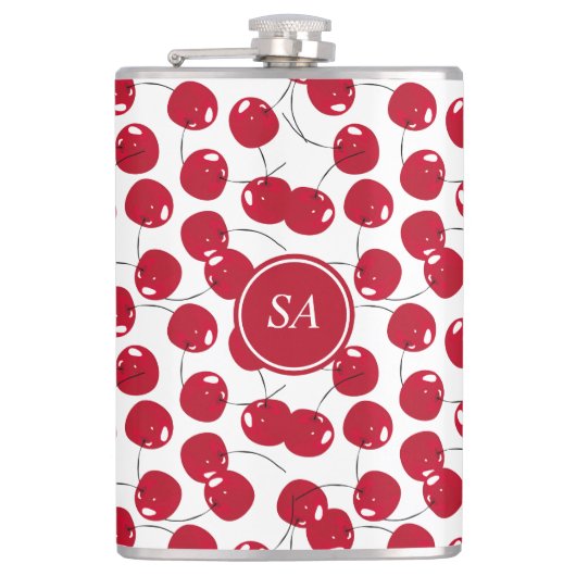 Custom Beautiful Fresh Red Cherry Muster Flask Flachmann (Vorderseite)