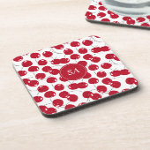 Custom Beautiful Fresh Red Cherry Muster Getränkeuntersetzer (Linke Seite)