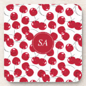 Custom Beautiful Fresh Red Cherry Muster Getränkeuntersetzer (Vorderseite)