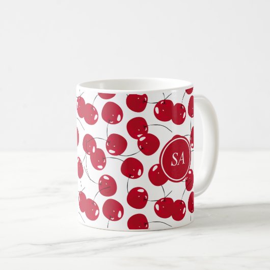 Custom Beautiful Fresh Red Cherry Muster Kaffeetasse (VorderseiteRechts)
