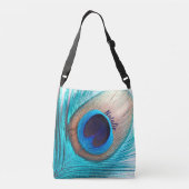 Custom Beautiful Peacock Feather with Name Tragetaschen Mit Langen Trägern (Rückseite)