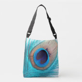 Custom Beautiful Peacock Feather with Name Tragetaschen Mit Langen Trägern (Vorderseite)