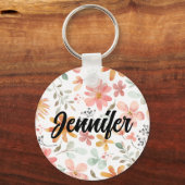 CUSTOM Beautiful White Orange Pink Blossom Blume Schlüsselanhänger (Rückseite)
