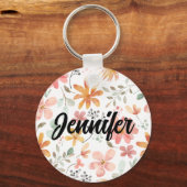 CUSTOM Beautiful White Orange Pink Blossom Blume Schlüsselanhänger (Vorderseite)