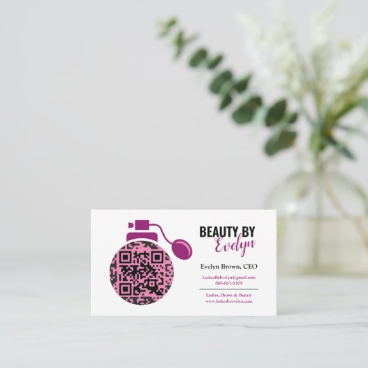 Custom Beauty Salon Business Cards | QR-Code Visitenkarte (Stehend Vorderseite)
