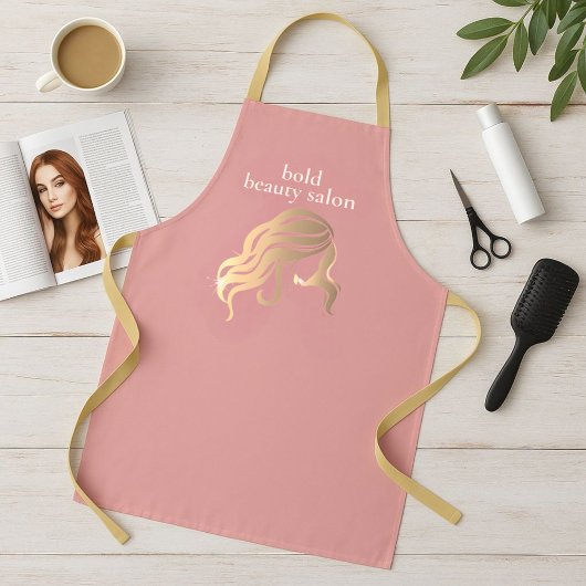Custom Beauty Salon Co. Name Pink & Gold Mitarbeit Schürze