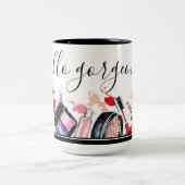 Custom Beauty Salon Kosmetik Makeup Brushes Motif Zweifarbige Tasse (Mittel)