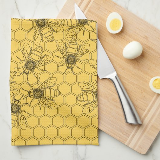 Custom Bee Apiary Kittuch Geschirrtuch (Viertel Falte)