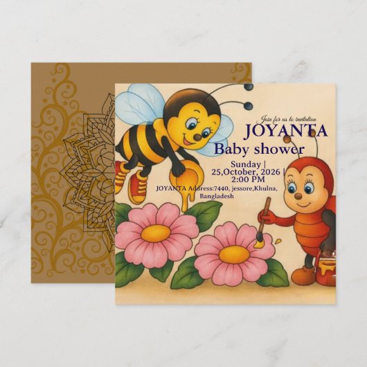 Custom bee baby shower  einladung (Vorne/Hinten)