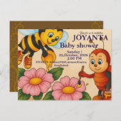 Custom bee baby shower einladungspostkarte (Vorne/Hinten)