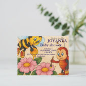 Custom bee baby shower einladungspostkarte (Stehend Vorderseite)