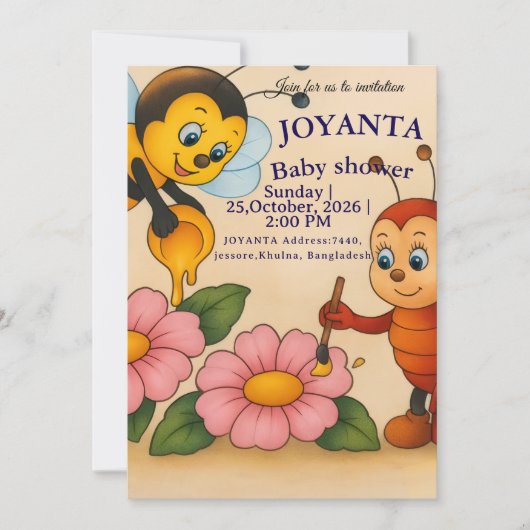 Custom bee baby shower  save the date (Vorderseite)