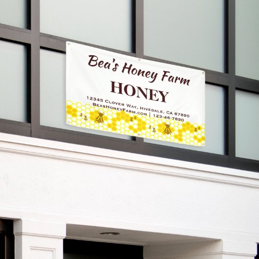Custom Bees Honey Farm 3' x 5' Display Banner (Äußeres Gebäude)