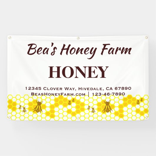 Custom Bees Honey Farm 3' x 5' Display Banner (Horizontal)