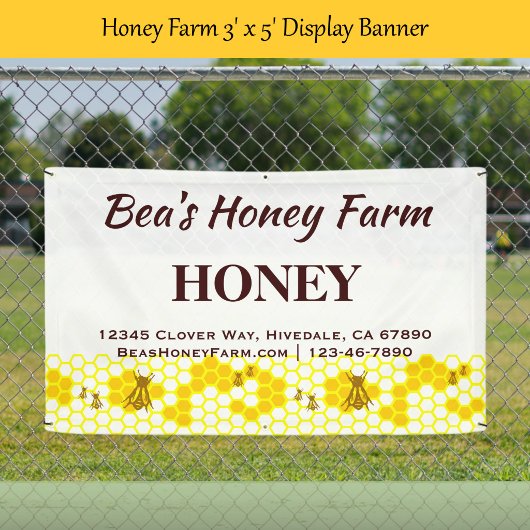 Custom Bees Honey Farm 3' x 5' Display Banner