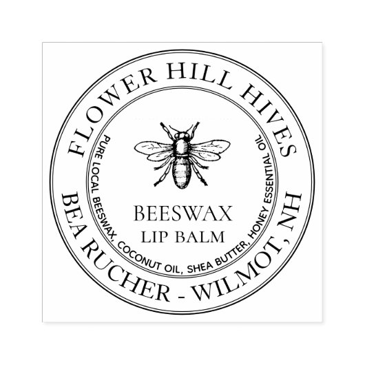 Custom BeesWachs Lip Balm mit Heraldic Honeybee Gummistempel (Prägung)