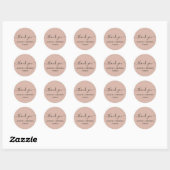 Custom Beige Blush Danke Hochzeit Runder Aufkleber (Blatt)