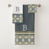 Custom Beige Brown Grau Blau Verziert Art Muster Badhandtuch Set (Insitu)
