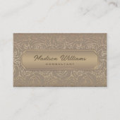 Custom Beige Brown Grau Gold Blume Beruflich Visitenkarte (Vorderseite)