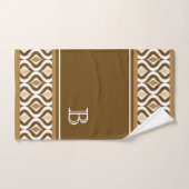 Custom Beige Brown White Retro Chic Ikat Ogee Badhandtuch Set (Handtuch)