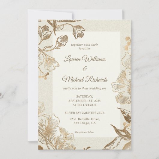 Custom Beige Creme Gold Coppery Tinte Wedding Einladung (Vorderseite)