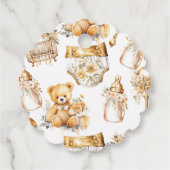 Custom Beige Gold Diaper Illustration Baby Dusche Geschenkanhänger (Rückseite)