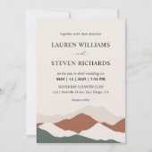 Custom Beige Gray Abstrakt Mountains Wedding Einladung (Vorderseite)