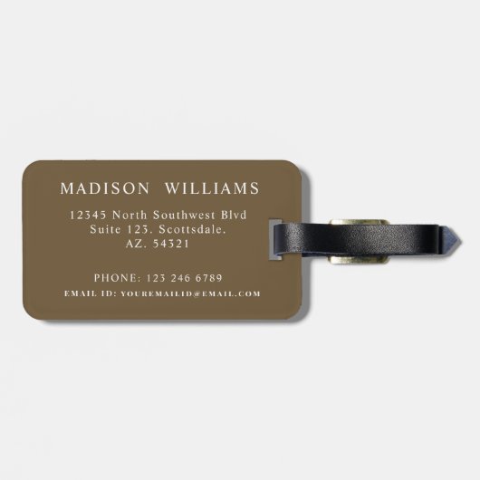 Custom Beige Gray Brown Aztec Muster Gepäckanhänger (Rückseite horizontal)