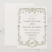 Custom Beige Gray und sie lebten Hochzeit Einladung (Vorne/Hinten)