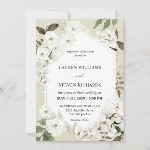 Custom Beige Gray White Orchid Rahmen Wedding Einladung