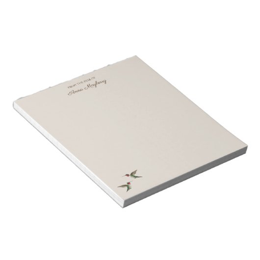 Custom Beige Hummingbird Notepad Notizblock (angewinkelt)