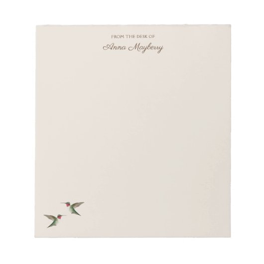 Custom Beige Hummingbird Notepad Notizblock (Vorderseite)