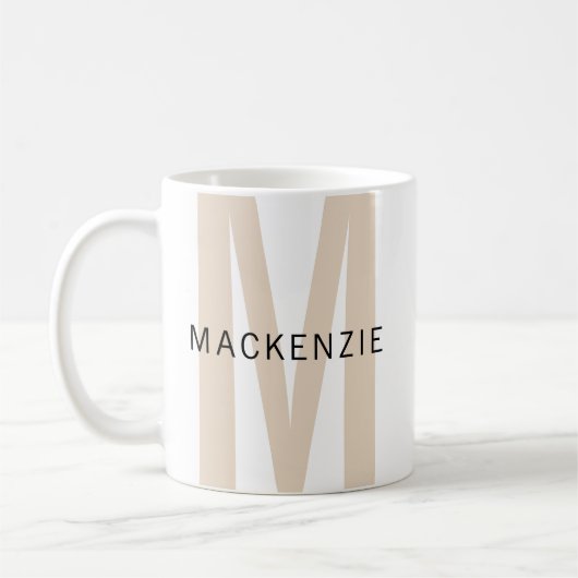Custom Beige Monogram Mug Gift for Teacher or Girl Kaffeetasse (Links)
