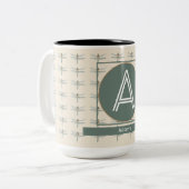CUSTOM BEIGE OLIVE RETRO DRAGONFLY ZWEIFARBIGE TASSE (Vorderseite Links)