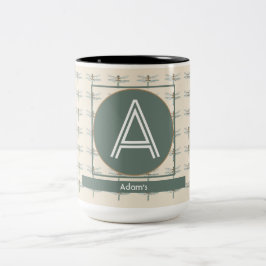 CUSTOM BEIGE OLIVE RETRO DRAGONFLY ZWEIFARBIGE TASSE
