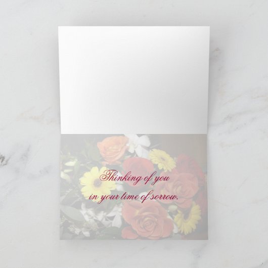 Custom Beileid Rose Daisy Bouquet Herz Karte (Innenseite)