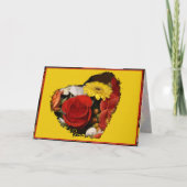 Custom Beileid Rose Daisy Bouquet Herz Karte (Vorderseite)