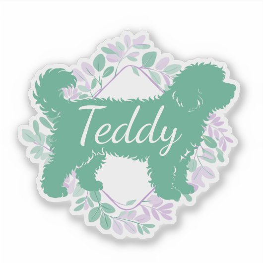 Custom Bernedoodle Sticker Matcha Green Silhouette (Vorderseite)