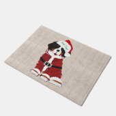 Custom Bernese Mountain Dog Santa Paws Fußmatte (Schrägansicht)
