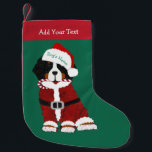 Custom Bernese Mountain Dog Santa Paws Kleiner Weihnachtsstrumpf<br><div class="desc">Festlicher Personalisierter Weihnachtsfeiertag Berner Hund mit Doodle-Schreiber-Effekt Santa Anzug und Weihnachtsmannmütze halten Zuckerrohr in seinem Mund. Niedliche Weihnachtsgeschenkidee für Bierliebhaber!</div>