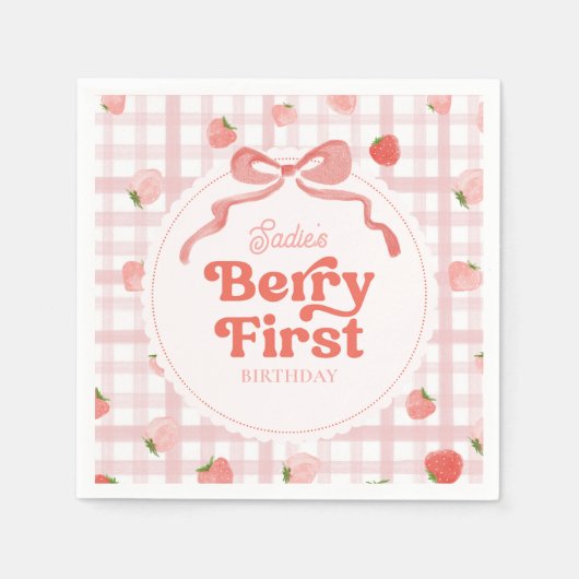 Custom Berry First Birthday Party Napkins Serviette (Vorderseite)