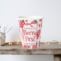 Custom Berry First Coquette Pink Bow 1. Geburtstag
