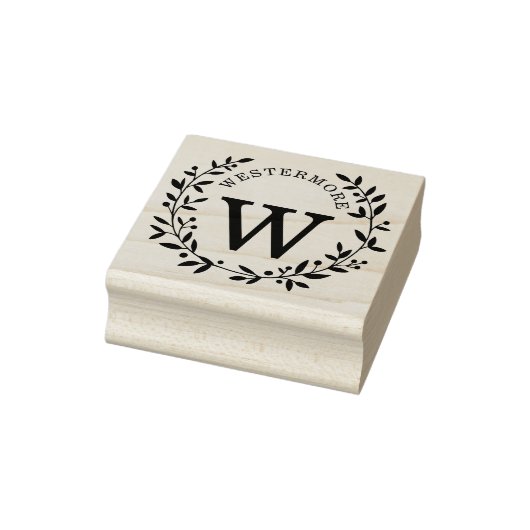 Custom Berry Laurel Wreath Wedding Monogram Gummistempel (Stempel)